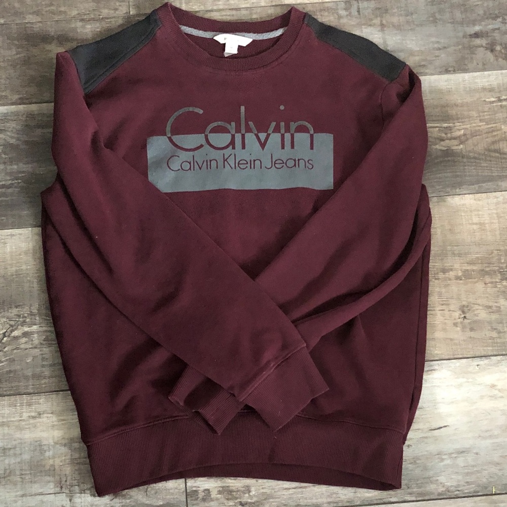 Calvin Klein Men's Dark Red Crewneck Sweater